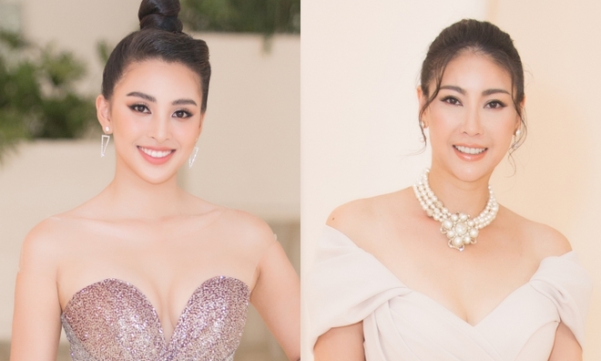Hoa hậu Tiểu Vy, Hà Kiều Anh diện váy xẻ ngực